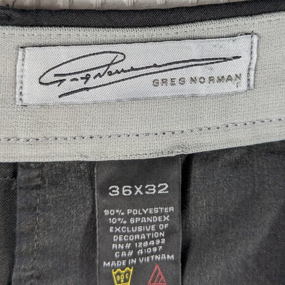 Greg Norman 38x32 Black Golf Pants Mens Stretch Performance Trousers Flat Front - Picture 3 of 3